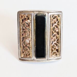 Vintage 18K & Sterling Silver Oversized Designer Flli Menegatti Ring- Size 5
